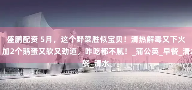 盛鹏配资 5月，这个野菜胜似宝贝！清热解毒又下火，加2个鹅蛋又软又劲道，咋吃都不腻！_蒲公英_早餐_清水